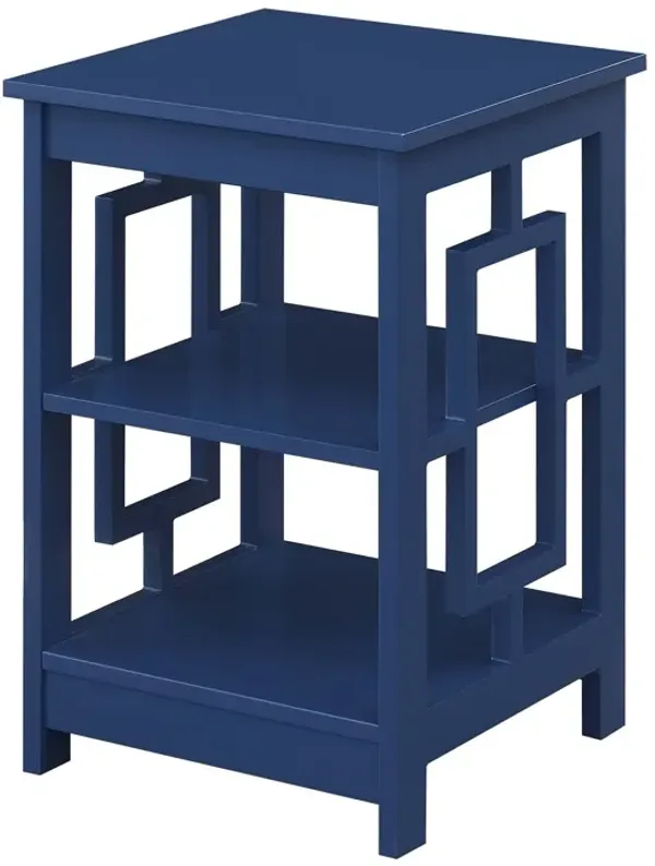 Convenience Concepts Town Square End Table with Shelves, 15.75" L x 15.75" W x 23.5" H, Cobalt Blue