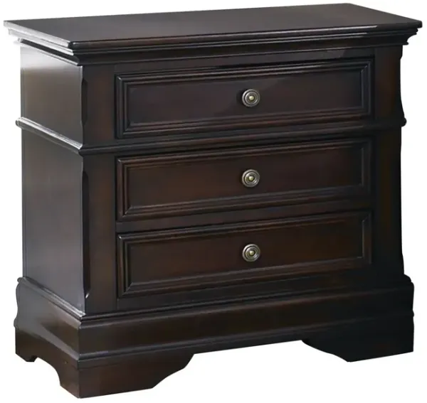 Bee 26 Inch 3 Drawer Nightstand, Felt Lined Top Drawer, Cappuccino Brown-Benzara