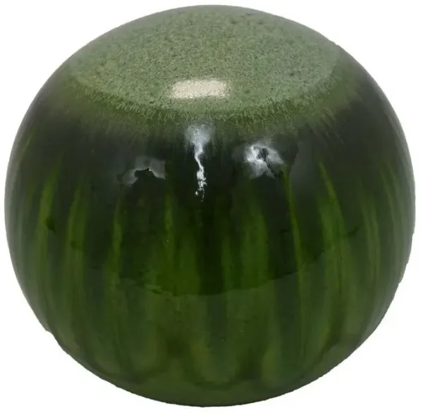 Mary Tabletop Accent Decor, Modern Round Orb, 12 Inch Green Ceramic - Benzara