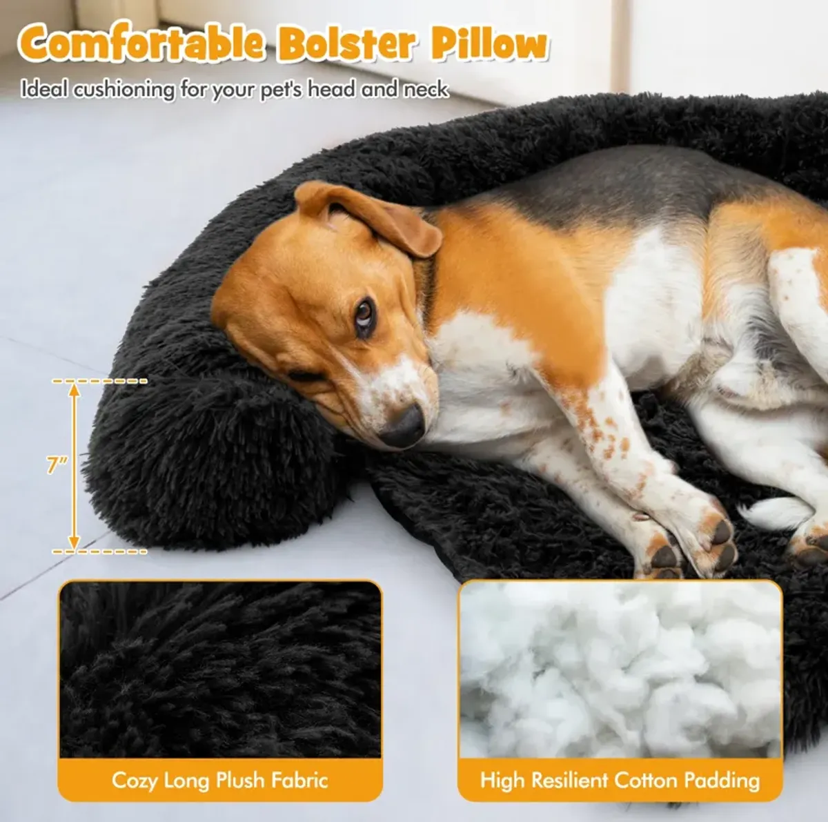 Plush Calming Dog Bed Couch with Anti-Slip Bottom – Cozy Pet Sofa for Relaxation