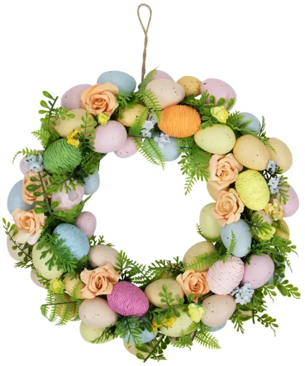 Artificial Floral Easter Egg Spring Wreath - 15"