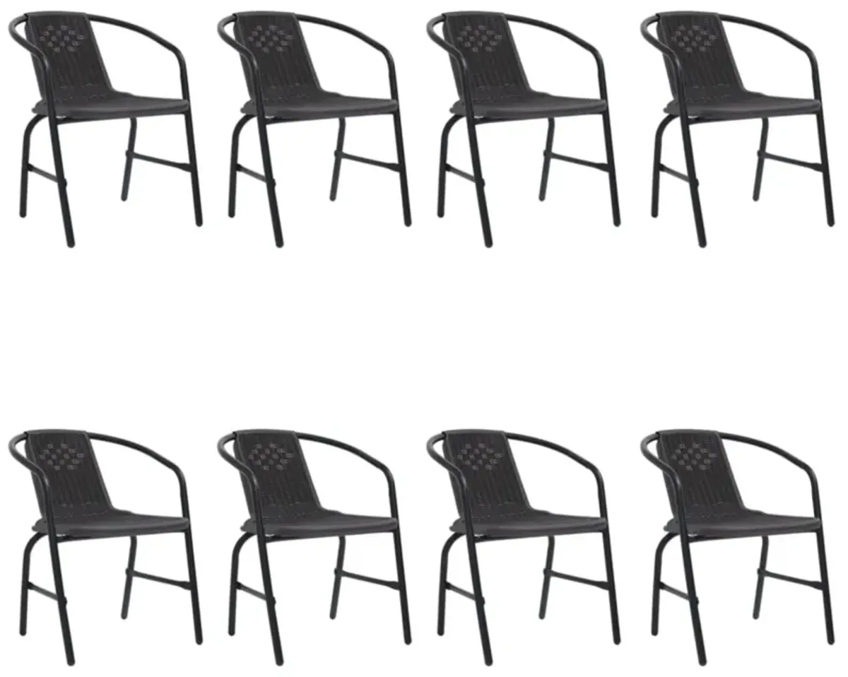 vidaXL Garden Chairs 8 pcs Plastic Rattan and Steel 242.5 lb