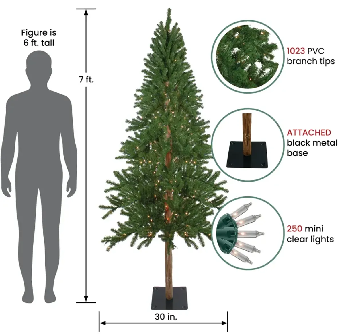 7' Pre-Lit Medium Alpine Artificial Christmas Tree  Clear Lights