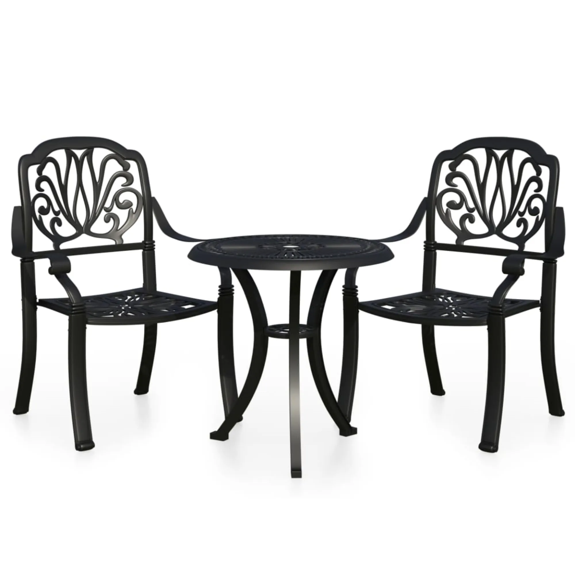 vidaXL 3 Piece Bistro Set Cast Aluminum Black