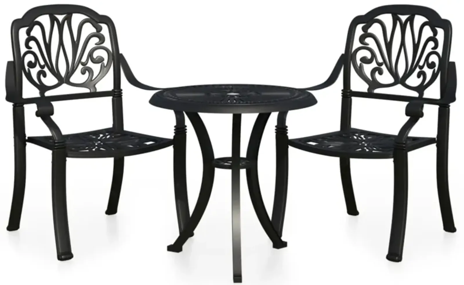 vidaXL 3 Piece Bistro Set Cast Aluminum Black