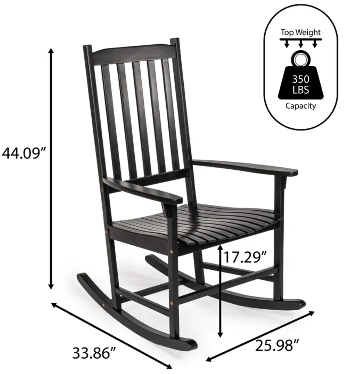 Seagrove Farmhouse Classic Slat-Back Acacia Wood Outdoor Rocking Chair