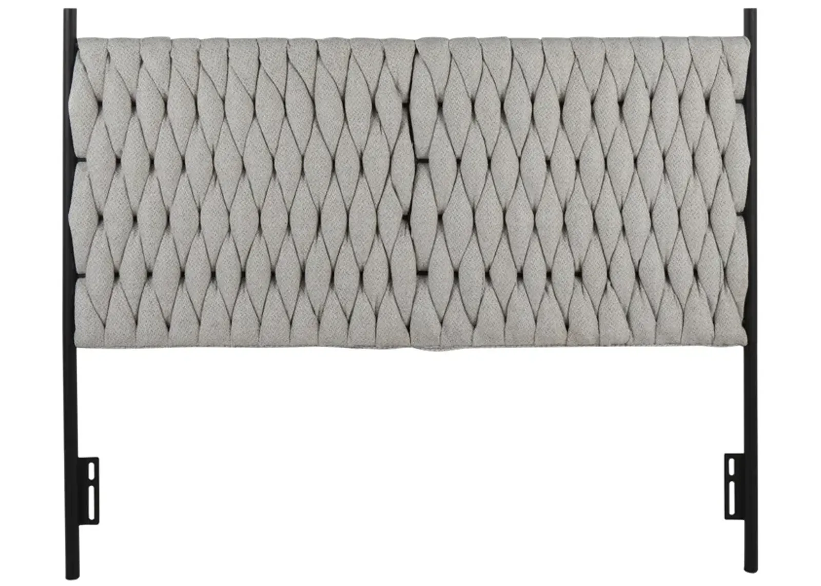 Braided Matisse Queen Size Headboard In Black Metal And Cream Fabric