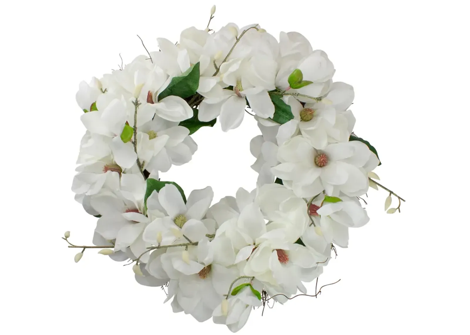 White Magnolias Artificial Spring Wreath - 24-Inch  Unlit