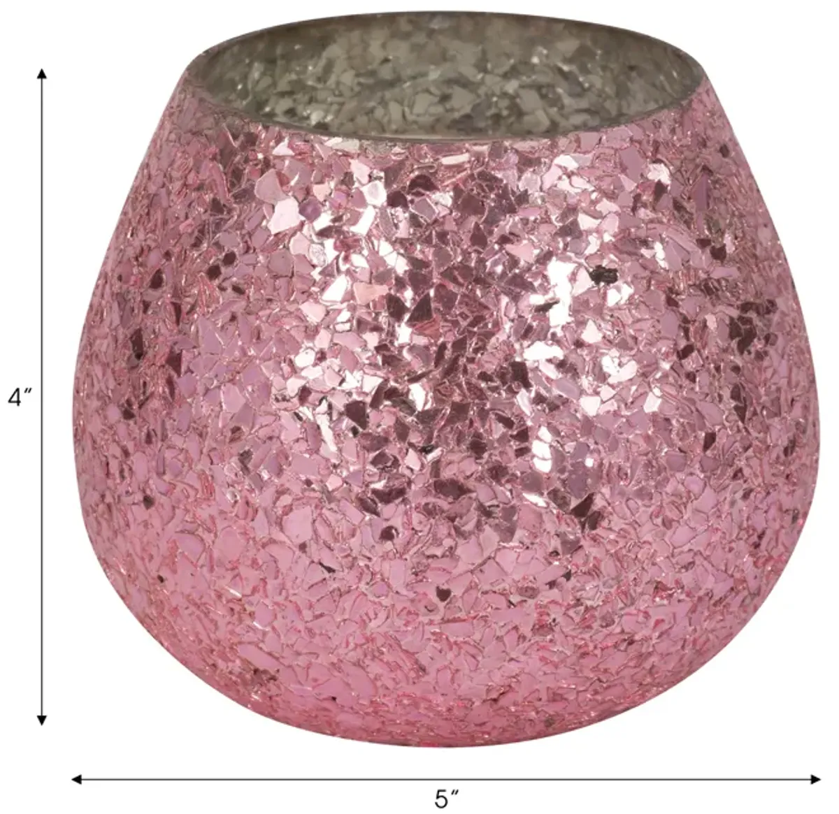 5" Pink Glass Scented Candle