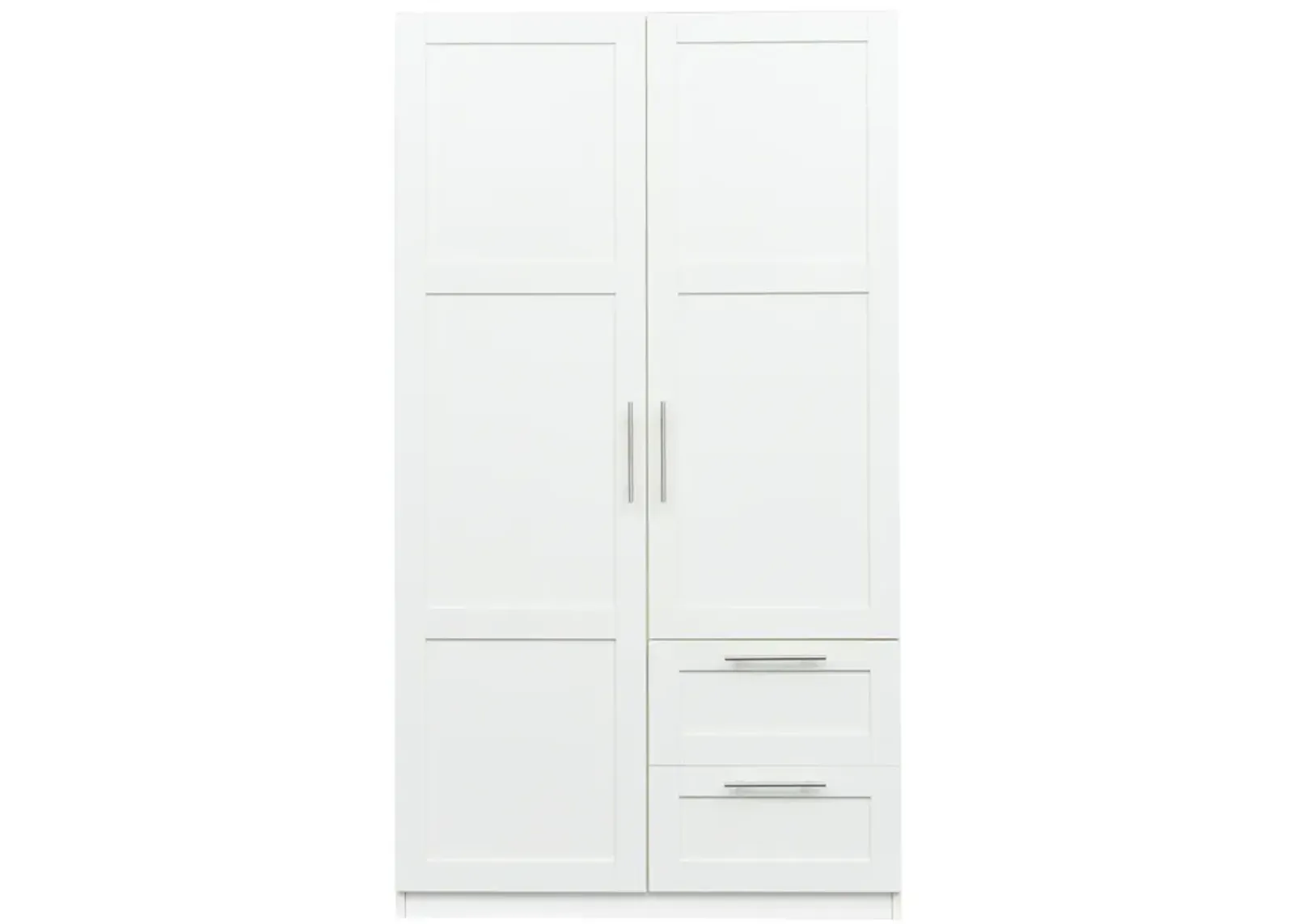 High Wardrobe And Kitchen Cabinet With 2 Doors, 2 Drawers And 5 Storage Spaces, White