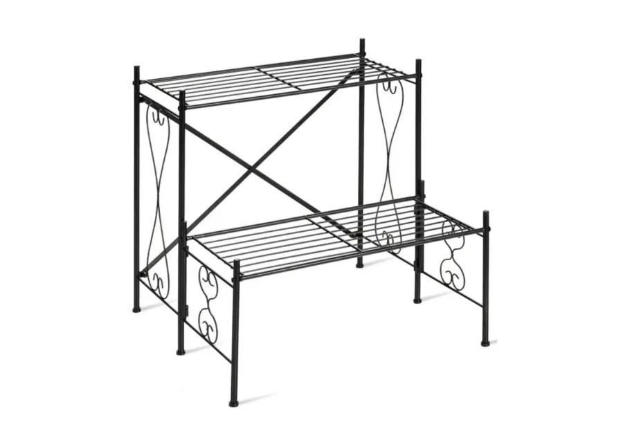 Hivvago 2-Tier Metal Plant Stand Garden Shelf