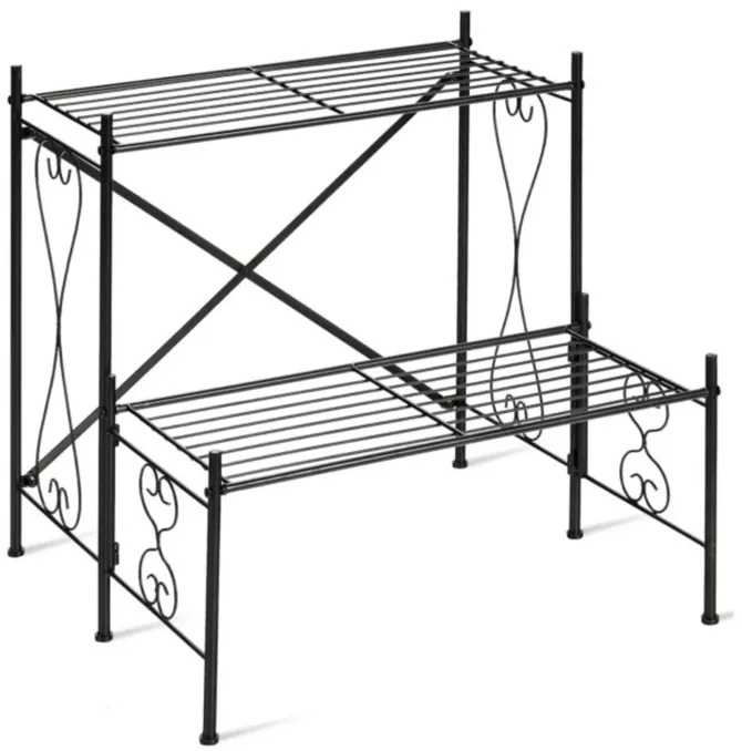 Hivvago 2-Tier Metal Plant Stand Garden Shelf