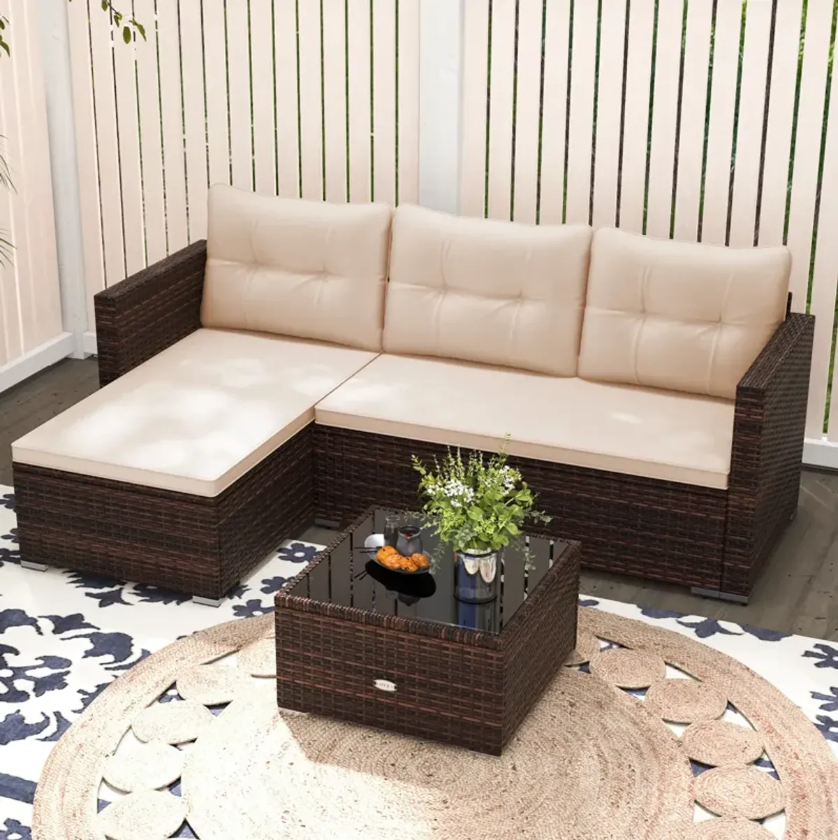 2-Piece Outdoor Furniture Set with Coffee Table & Soft Cushions for Patio or Garden