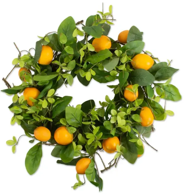 Lemons and Spring Foliage Artificial Wreath  20"