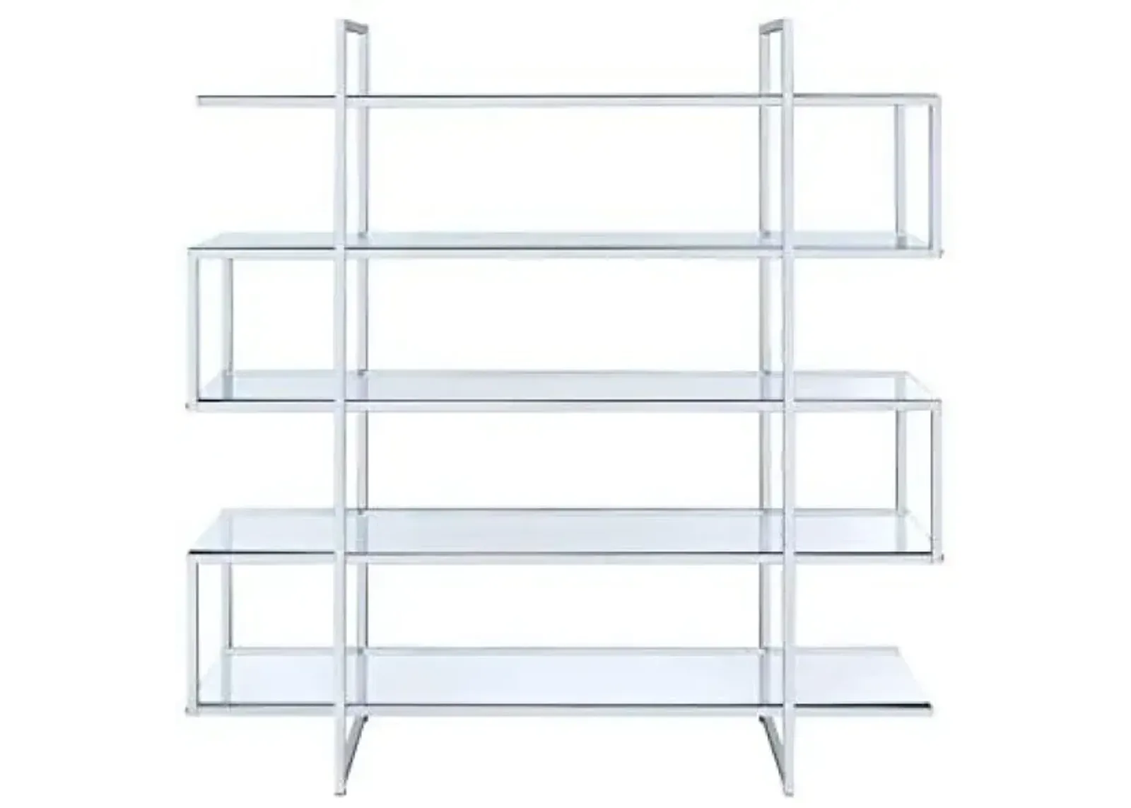 Elmer 5-shelf Bookcase Chrome and Clear