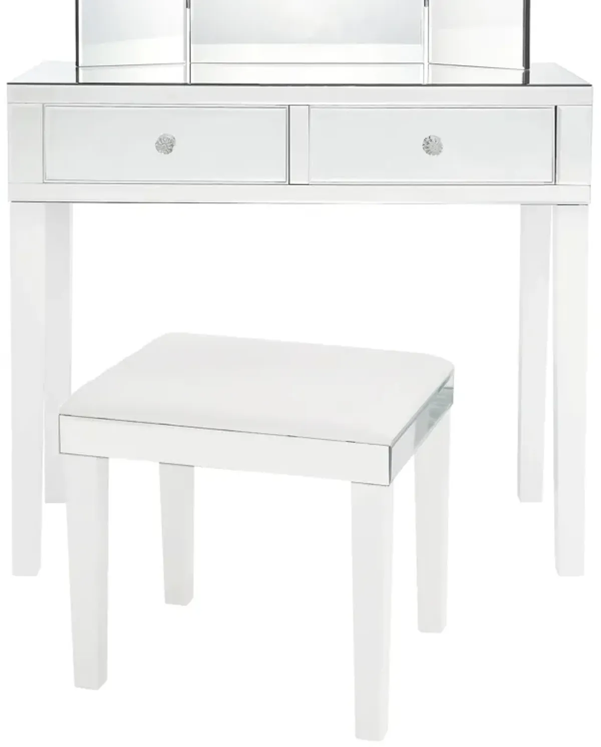 Inspired Home Beckham Vanity Table with Stool Set