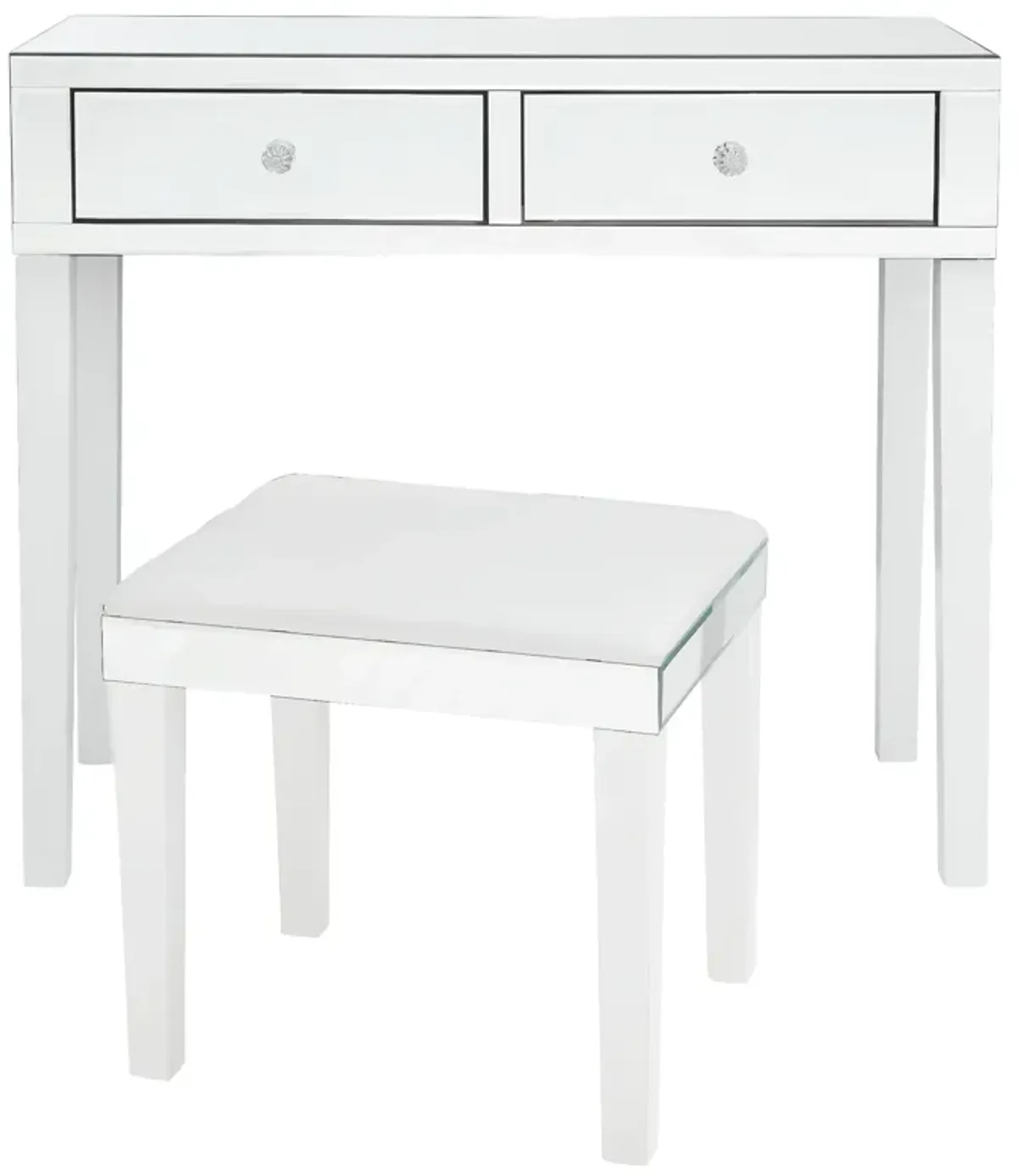 Inspired Home Beckham Vanity Table with Stool Set