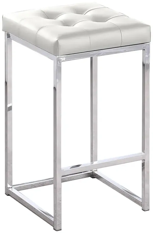 Jersey White Faux Leather Counter Height Stool in Silver (Set of 2)