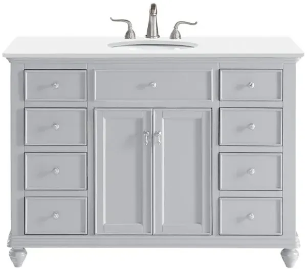 Elegant Kitchen and Bath 48 inch Single Bathroom vanity in Light Grey with ivory white engineered marble