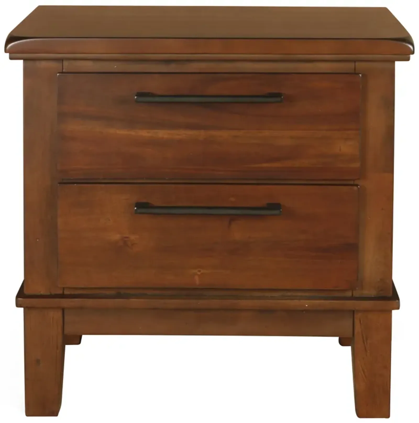 Wooden Nightstand with Chamfered Legs and 2 Spacious Drawers, Brown - Benzara