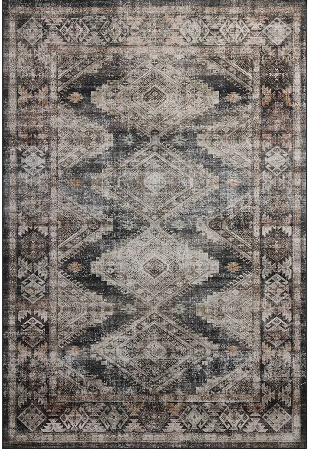 Josie  Ink/Earth 3'6"x5'6" Machine Washable Rug