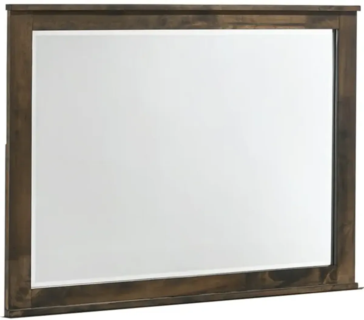 Bora 34 x 46 Dresser Mirror, Square, Solid Reclaimed Wood, Rustic Gray - Benzara