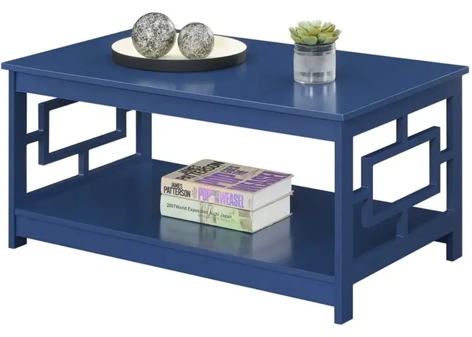 Convenience Concepts Town Square Coffee Table with Shelf, Cobalt Blue