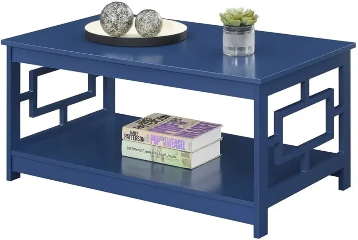 Convenience Concepts Town Square Coffee Table with Shelf, Cobalt Blue