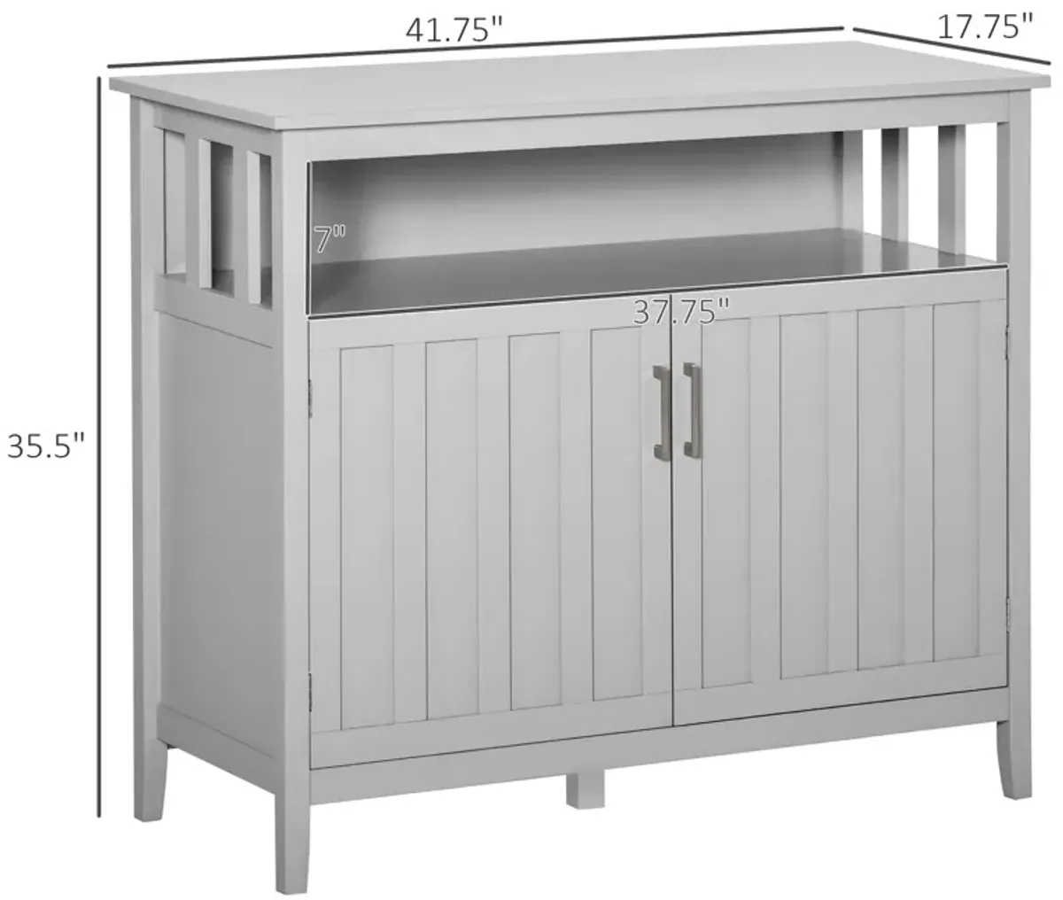 Gray Modern Storage: Ribbed Door Sideboard with Anti-Tip Feature