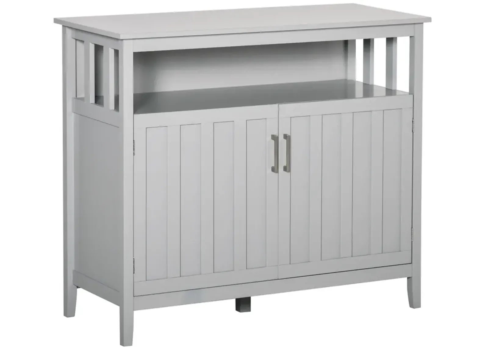 Gray Modern Storage: Ribbed Door Sideboard with Anti-Tip Feature