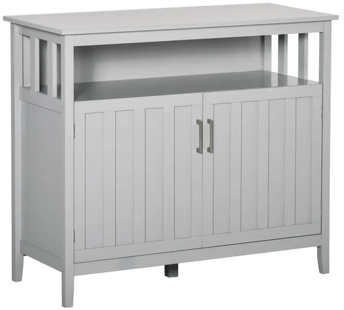 Gray Modern Storage: Ribbed Door Sideboard with Anti-Tip Feature