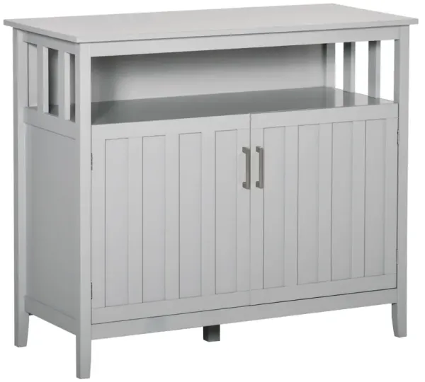 Gray Modern Storage: Ribbed Door Sideboard with Anti-Tip Feature