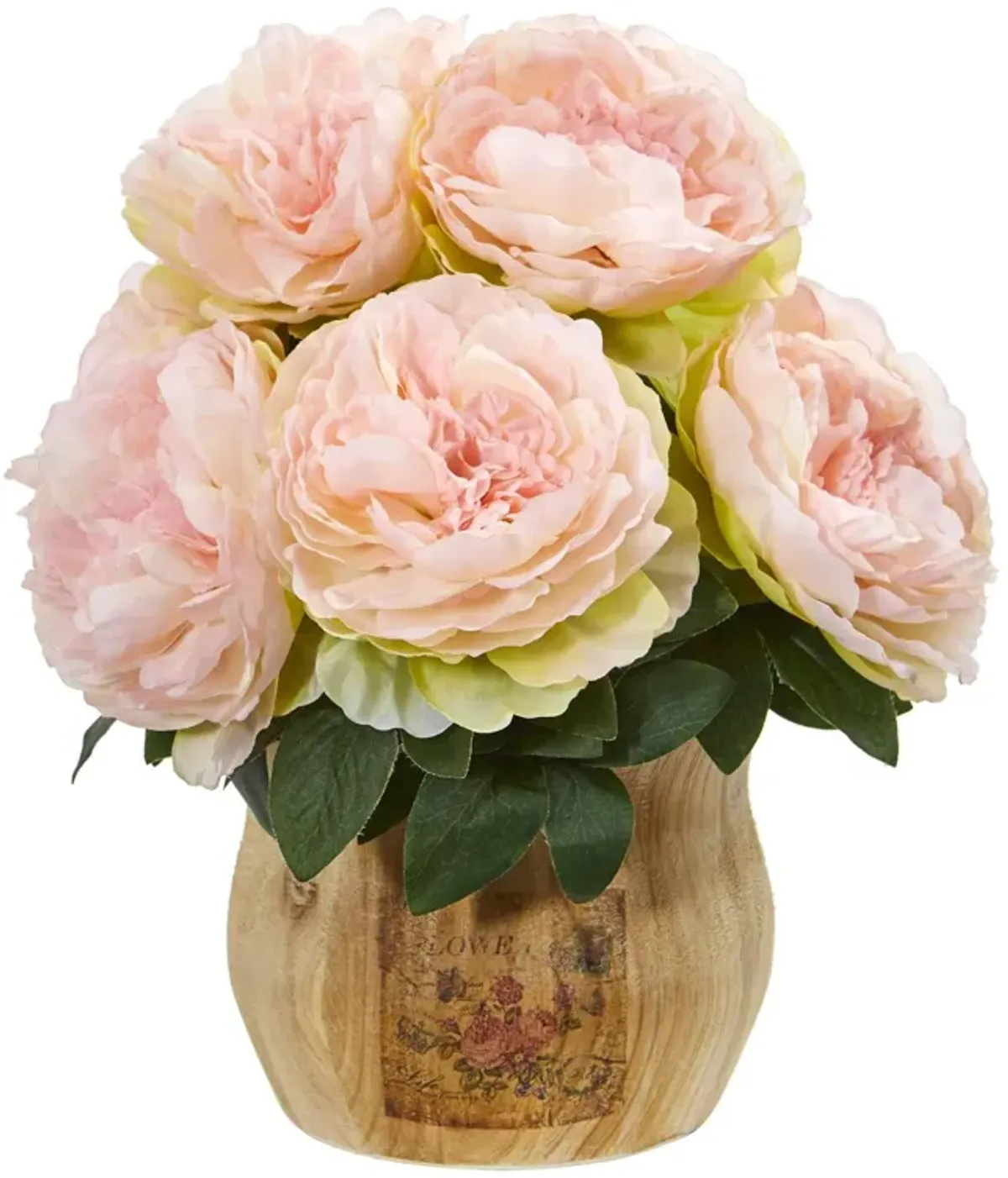 Nearly Natural 13-in Peony Artificial Arrangement in Decorative Planter