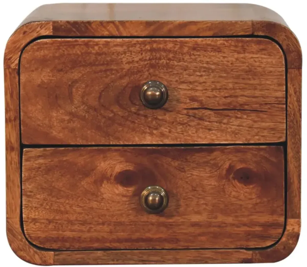 Artisan Furniture Solid Wood Mini Curved Honey Caramel Wall Mounted Bedside
