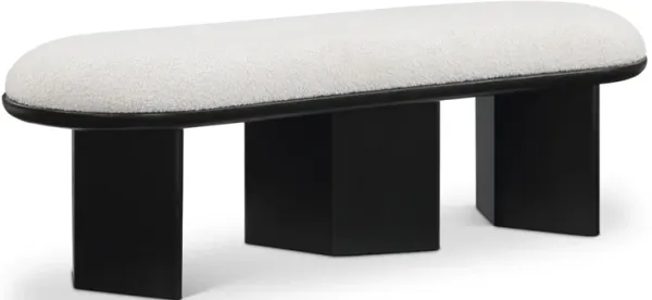Meridian Furniture Wilshire Cream Boucle Fabric Bench