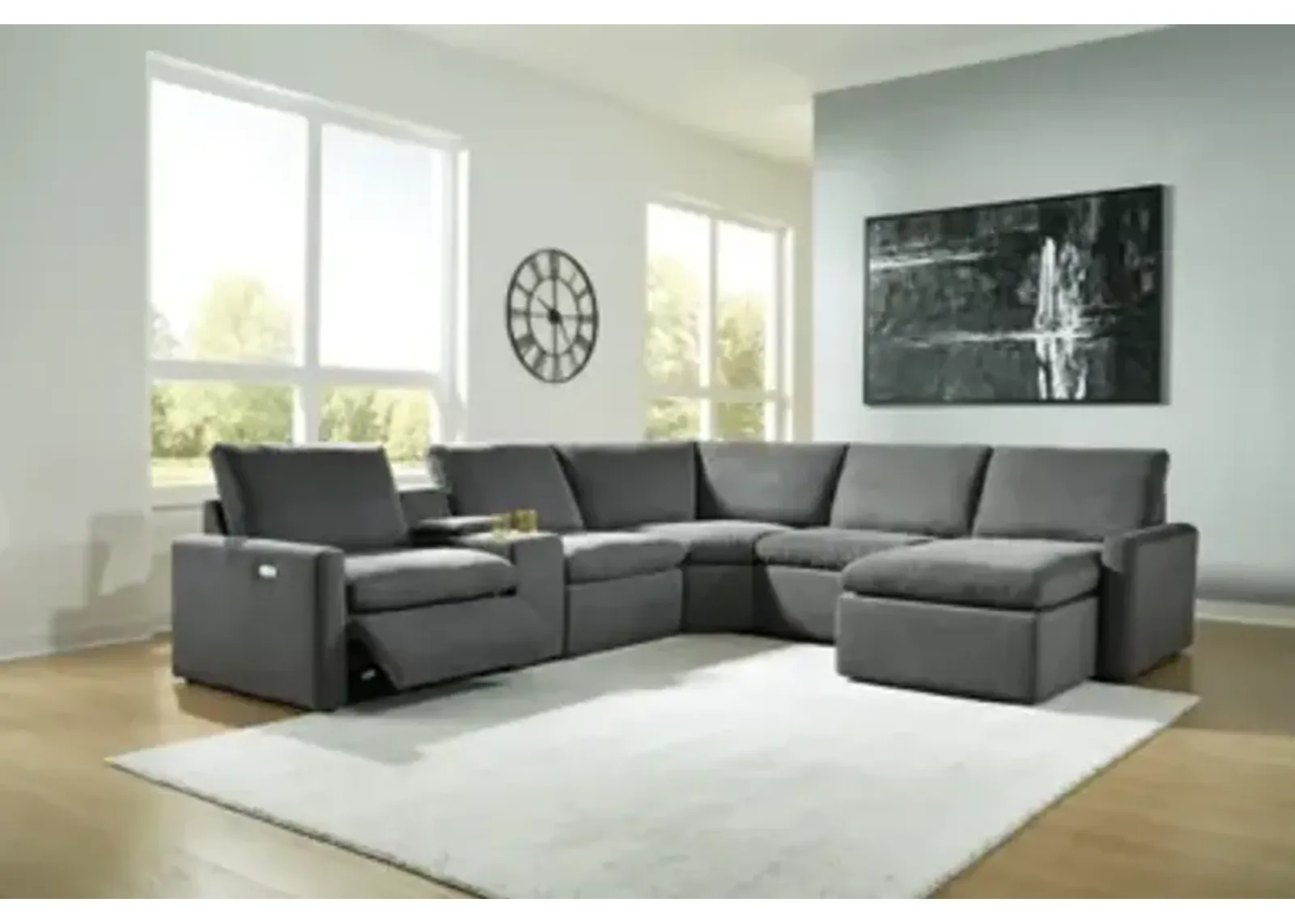 Hartsdale 6-Piece Right Arm Facing Reclining Sectional with Console and Chaise