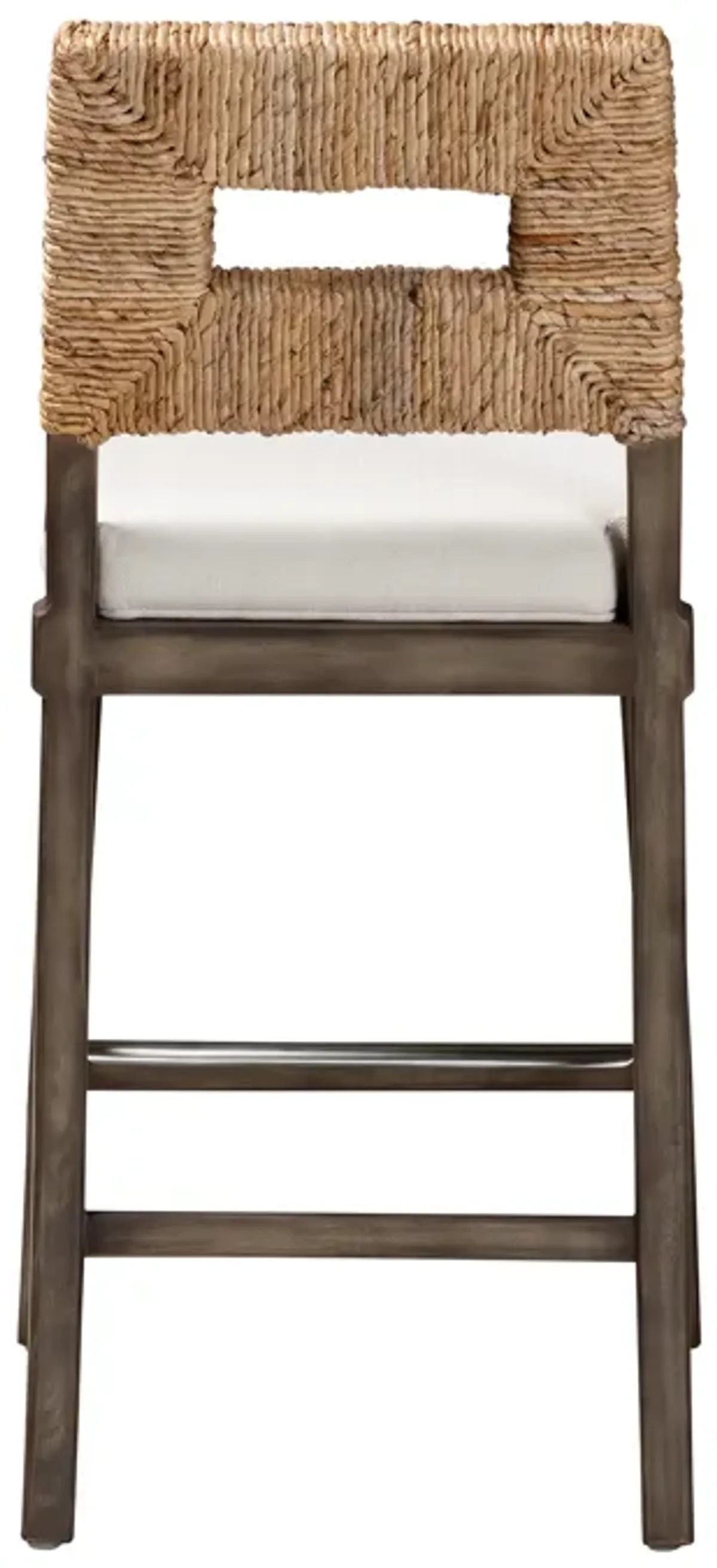 Bali & Pari Porsha Modern Dark Brown Finished Mahogany Wood and Natural Counter Stool