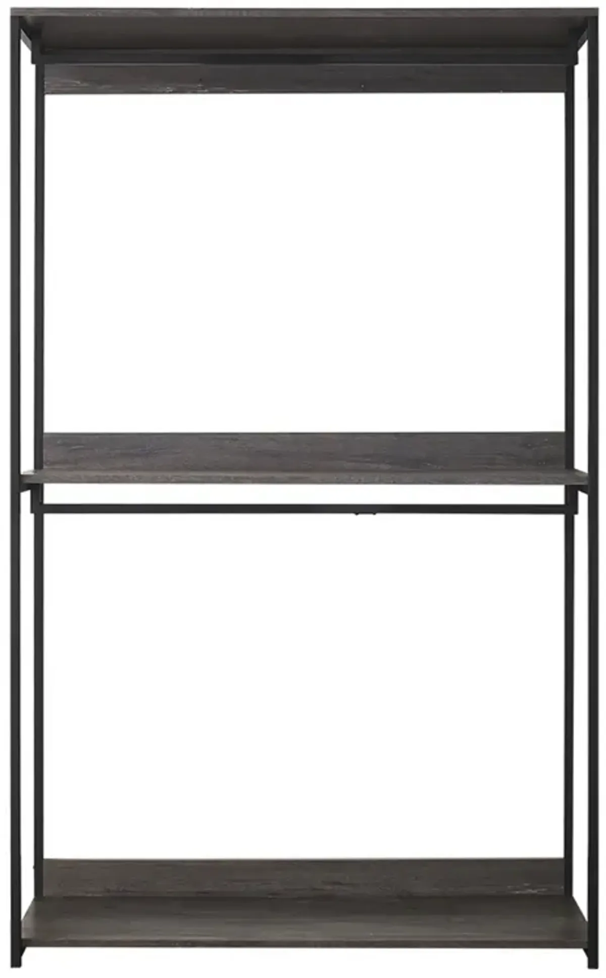 Gin Wide  Modular Closet System, 3 Gray Shelves, 2 Hanging Rods, Black