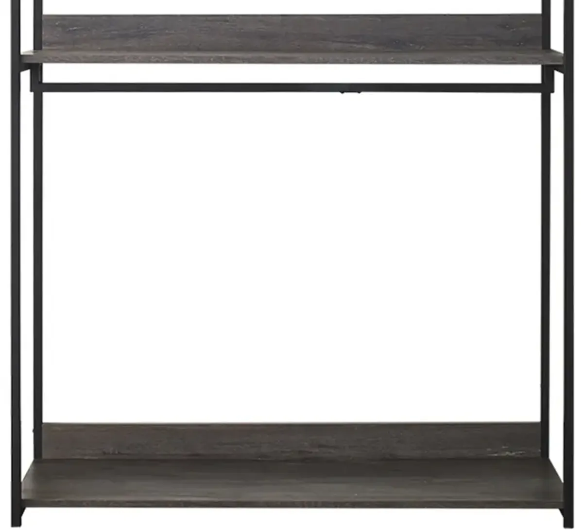 Gin Wide  Modular Closet System, 3 Gray Shelves, 2 Hanging Rods, Black