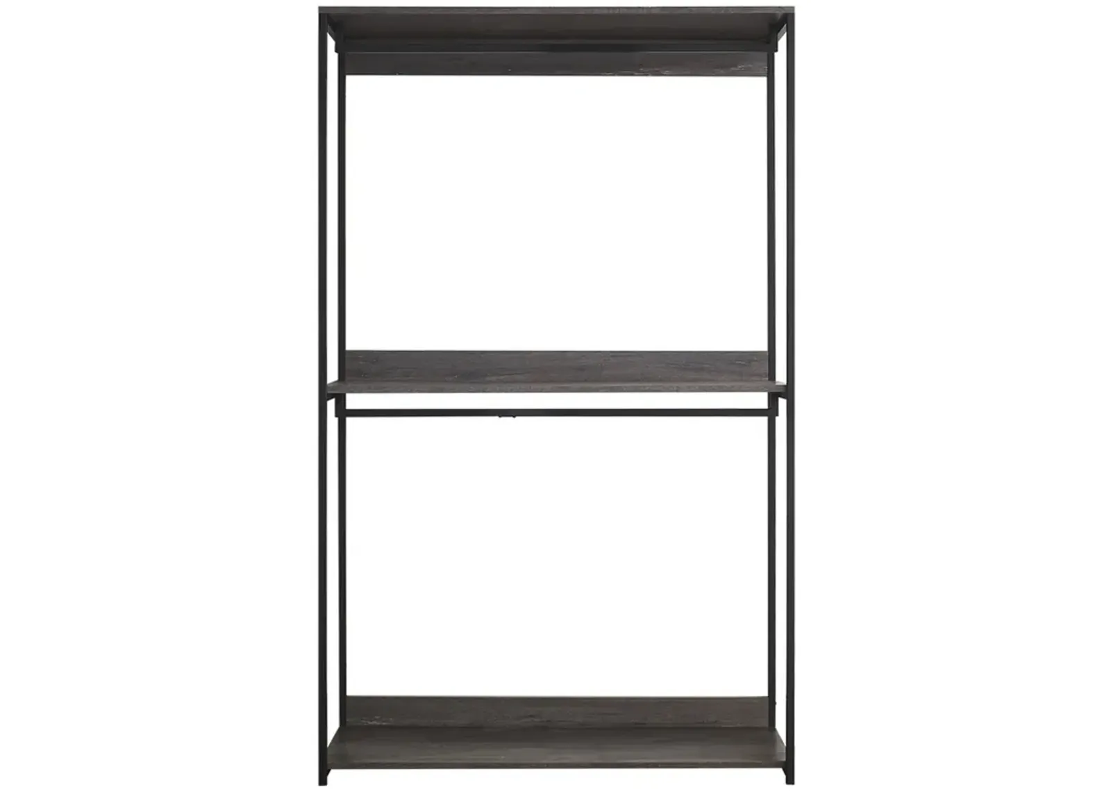 Gin Wide  Modular Closet System, 3 Gray Shelves, 2 Hanging Rods, Black