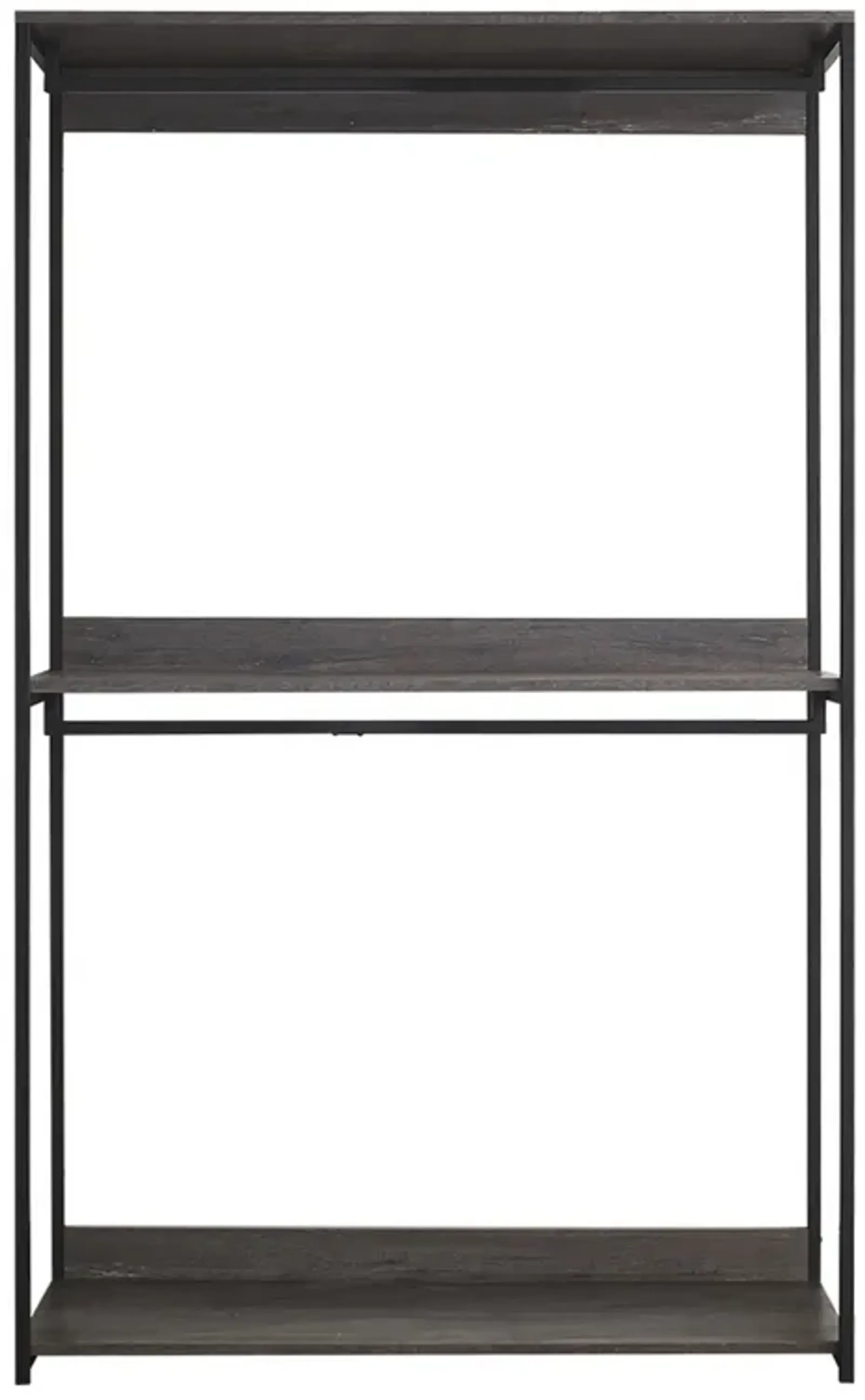 Gin Wide  Modular Closet System, 3 Gray Shelves, 2 Hanging Rods, Black