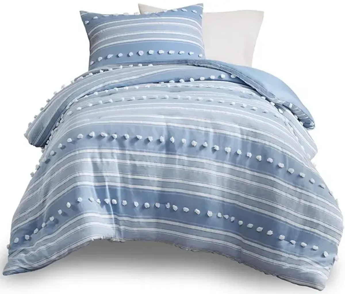 Gracie Mills Dorian Contemporary Striped Clipped Jacquard Comforter Set