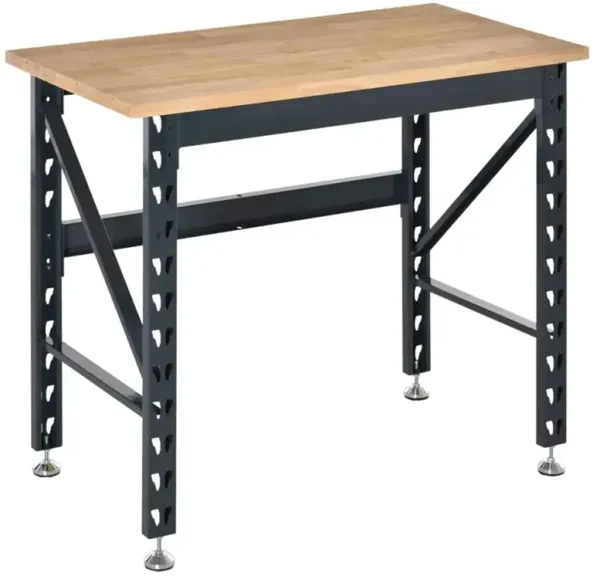 Garage Workbench with Adjustable Footpads & Sturdy Tabletop for Tools & DIY Projects