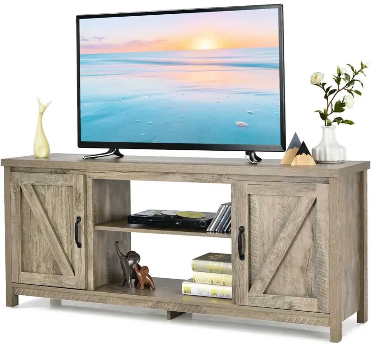 59 Inches TV Stand Media Console Center with Storage Cabinet