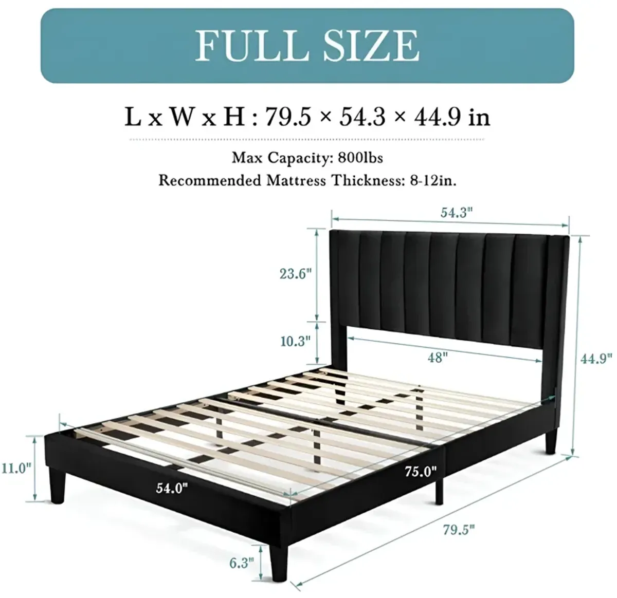 Velvet Upholstered Platform Bed with Headboard Stylish and Durable Design