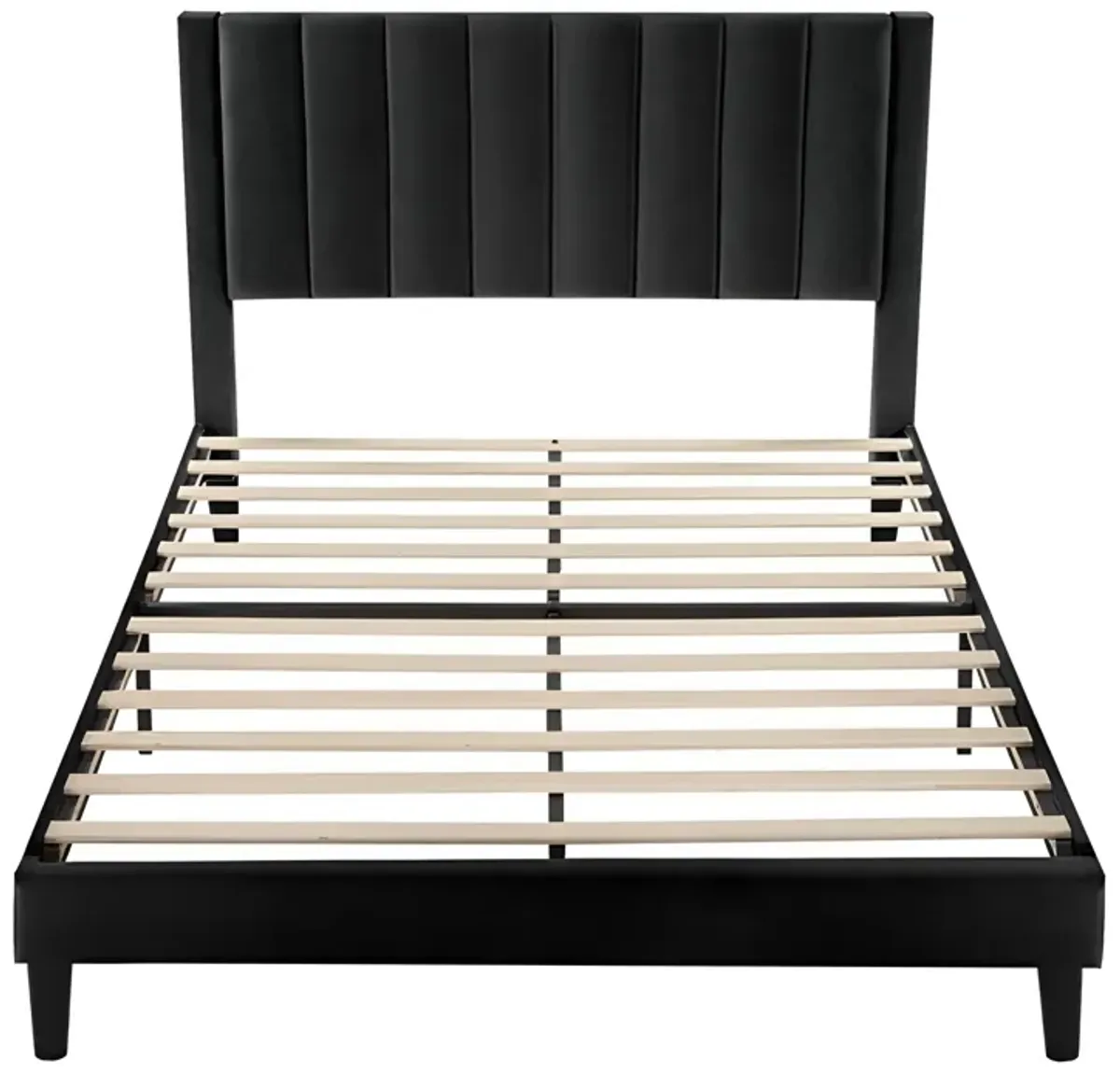 Velvet Upholstered Platform Bed with Headboard Stylish and Durable Design