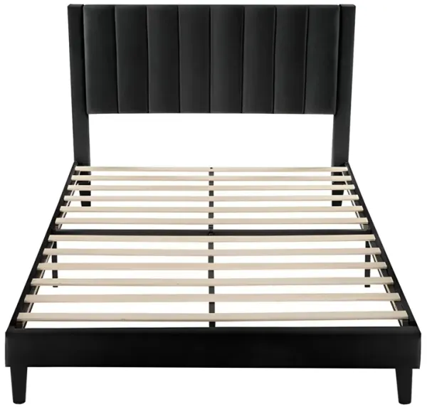 Velvet Upholstered Platform Bed with Headboard Stylish and Durable Design
