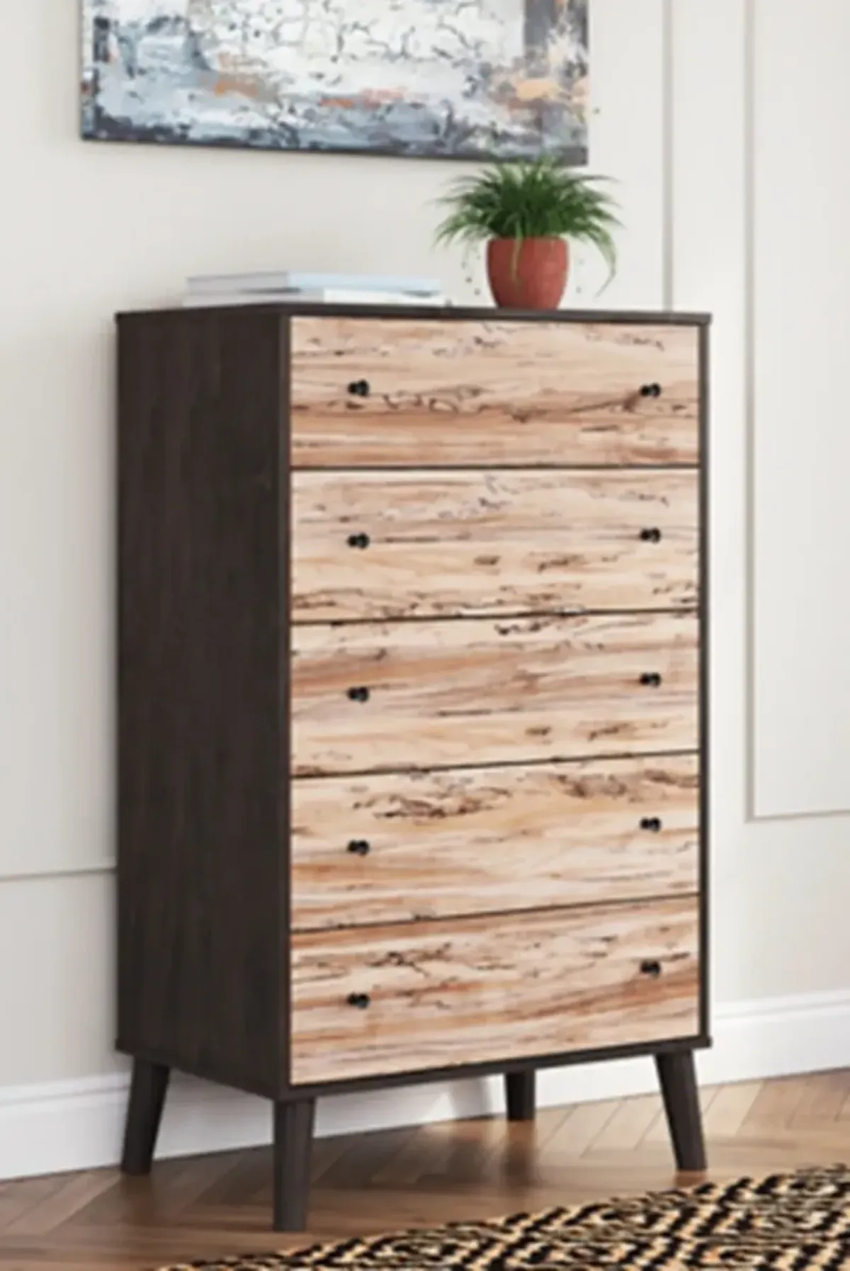 Piperton 5 Drawer Chest of Drawers in Dark Charcoal