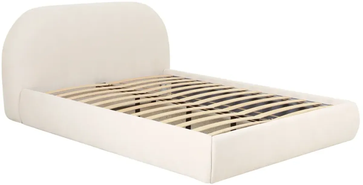 Bara Cream Textured Velvet Bed