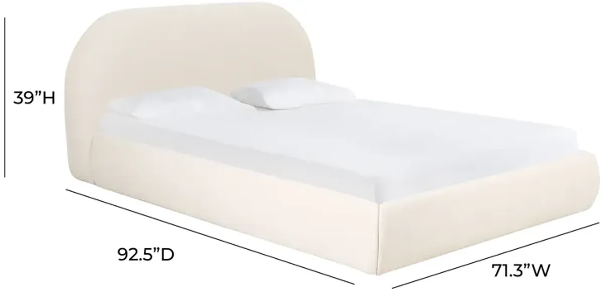 Bara Cream Textured Velvet Bed